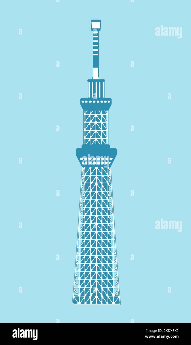 Tokyo Wahrzeichen Gebäude Wohnung Illustration | Tokyo Sky Tree Stock Vektor
