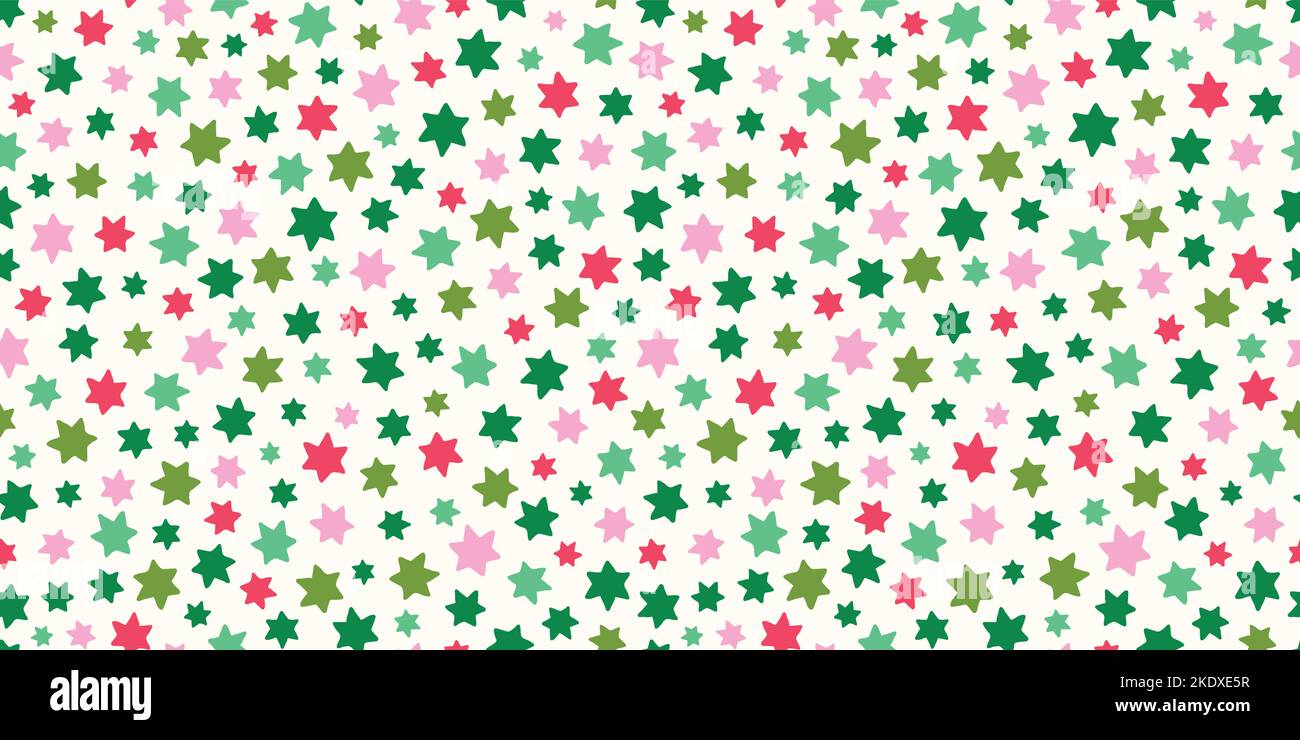 Weihnachten Stern Hintergrund Muster Rand. Festliche Vektor nahtlose Wiederholung Banner von handgezeichneten Sternen. Stock Vektor