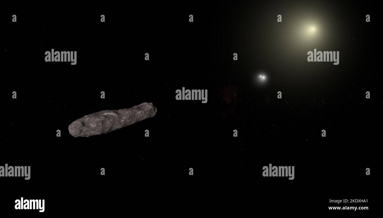 Oumuamua, interstellares Objekt, im Weltraum Stockfoto