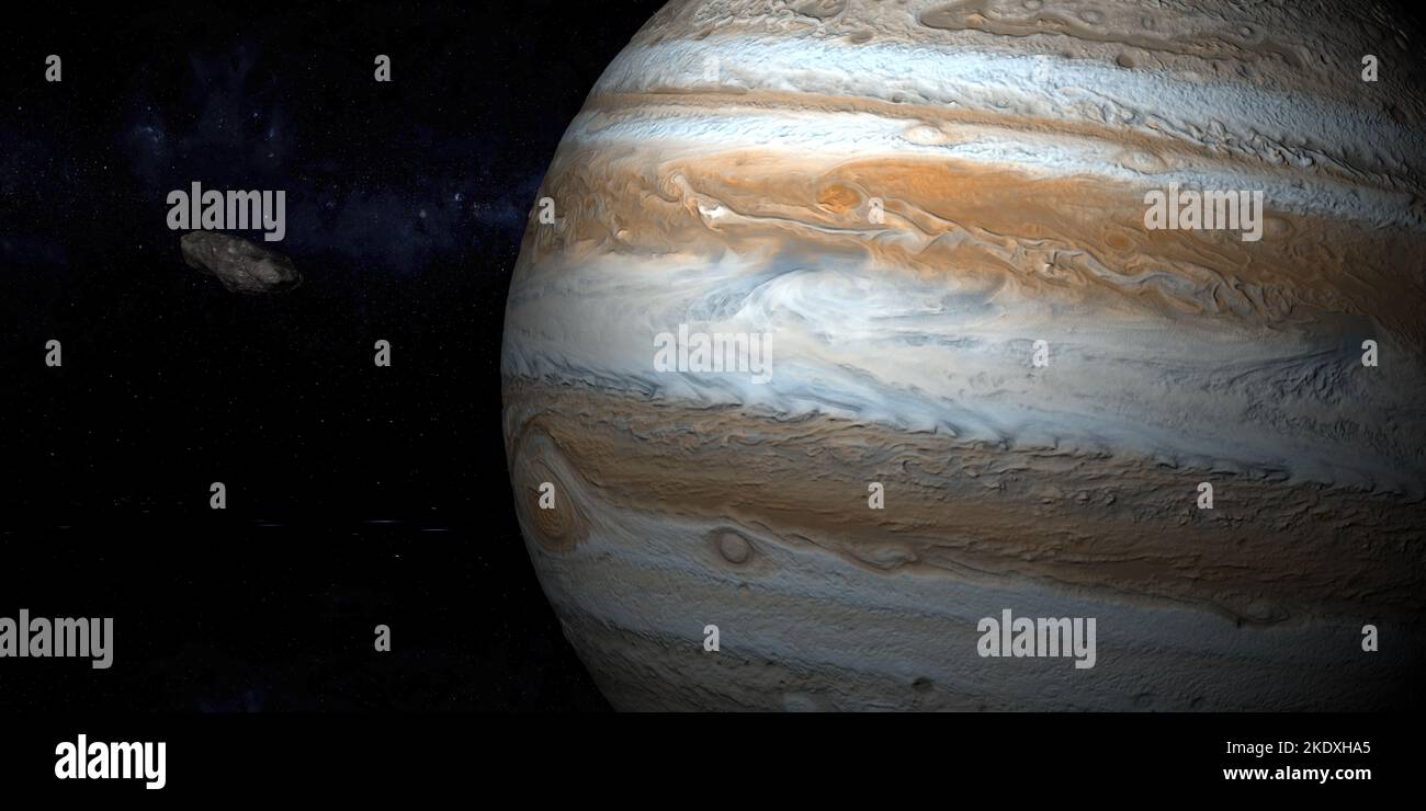 Oumuamua, interstellares Objekt, umkreist den Jupiter-Planeten Stockfoto