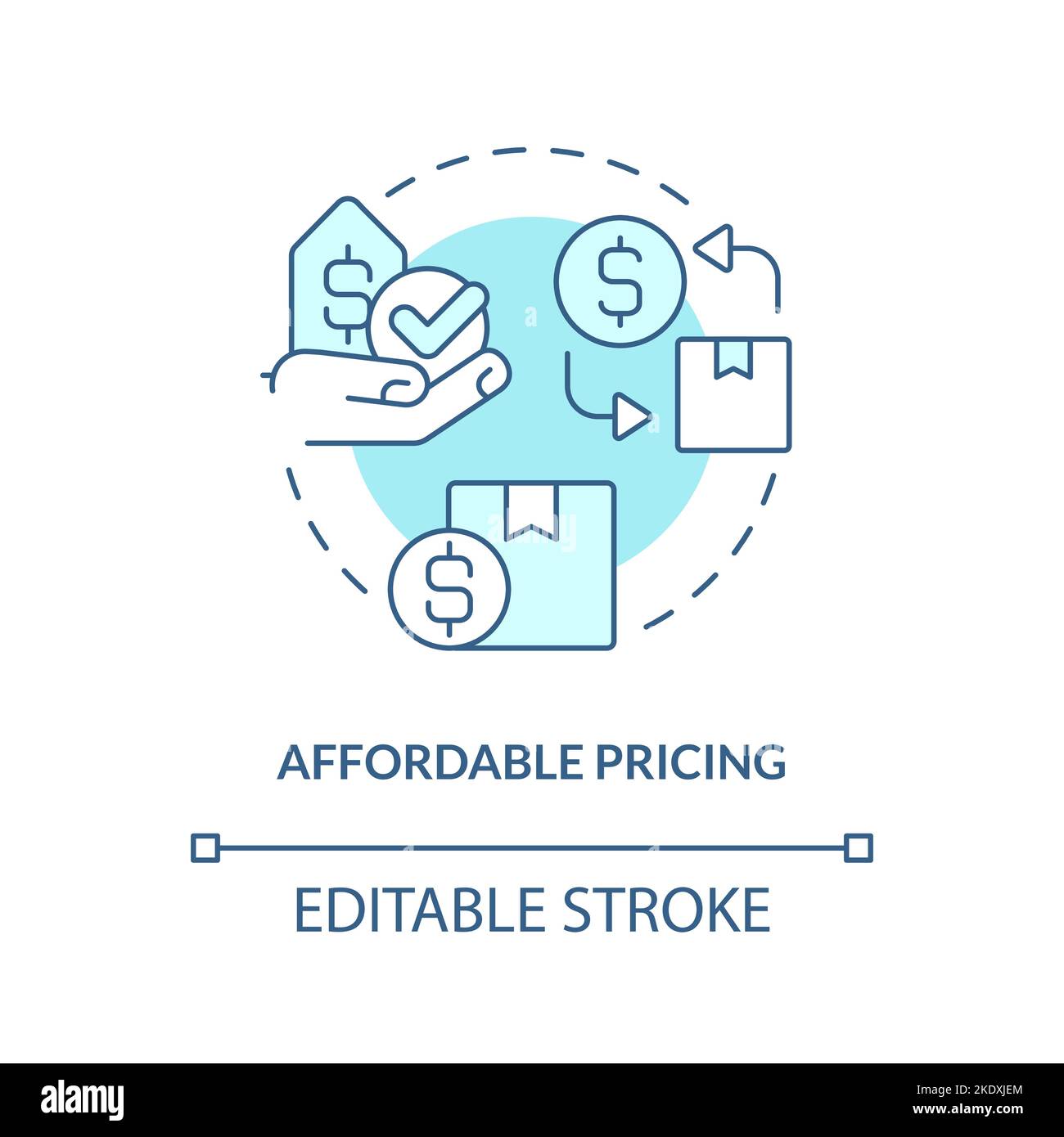 Erschwingliche Preise türkis Konzept Symbol Stock Vektor