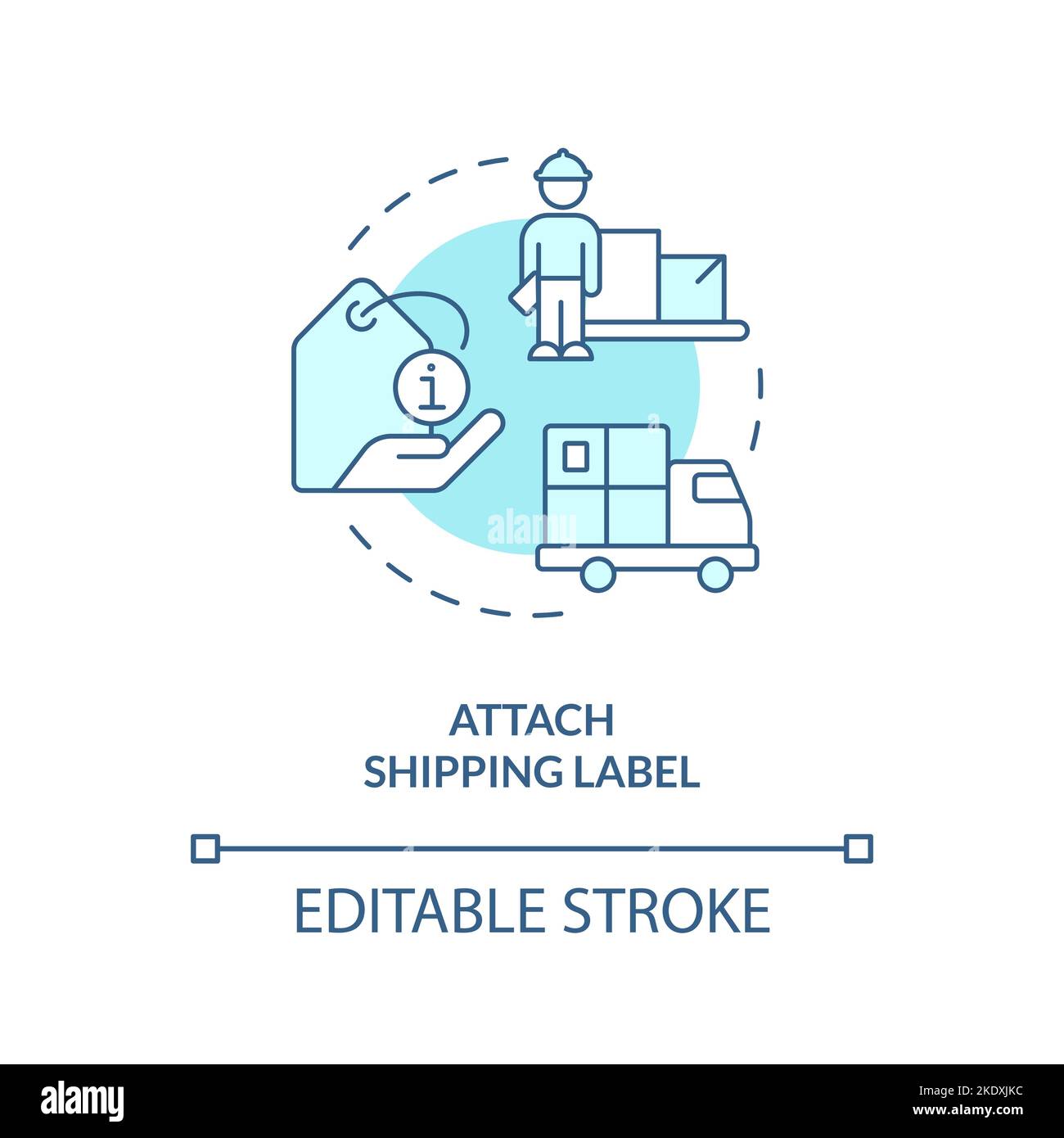 Befestigen Sie das türkisfarbene Symbol für das Versandetikett Stock Vektor