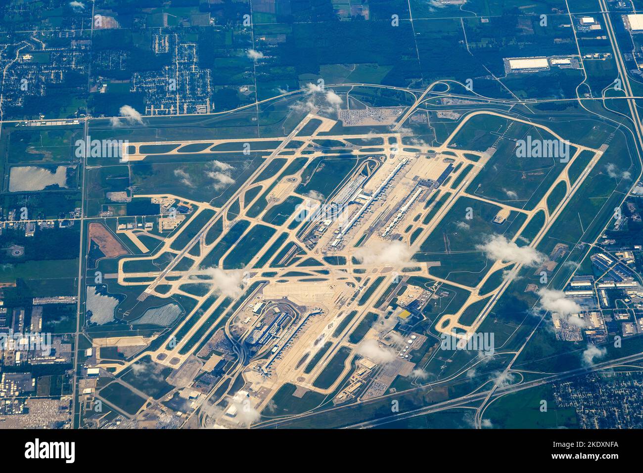 Luftaufnahme des Detroit Metropolitan Wayne County Airport (DTW), Detroit, Michigan, USA Stockfoto