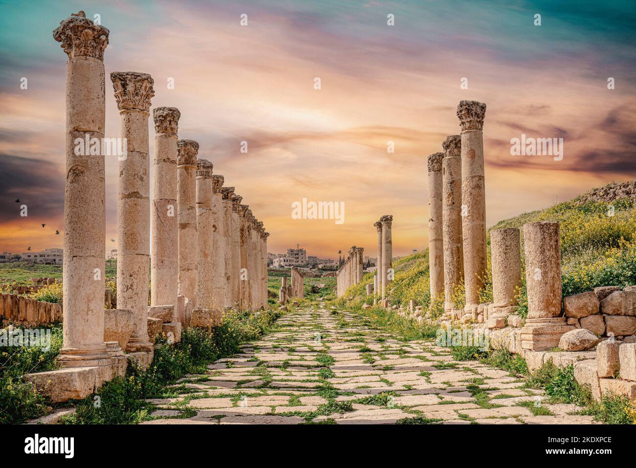 Ruinen der Stadt Jerash in Jordanien Stockfoto