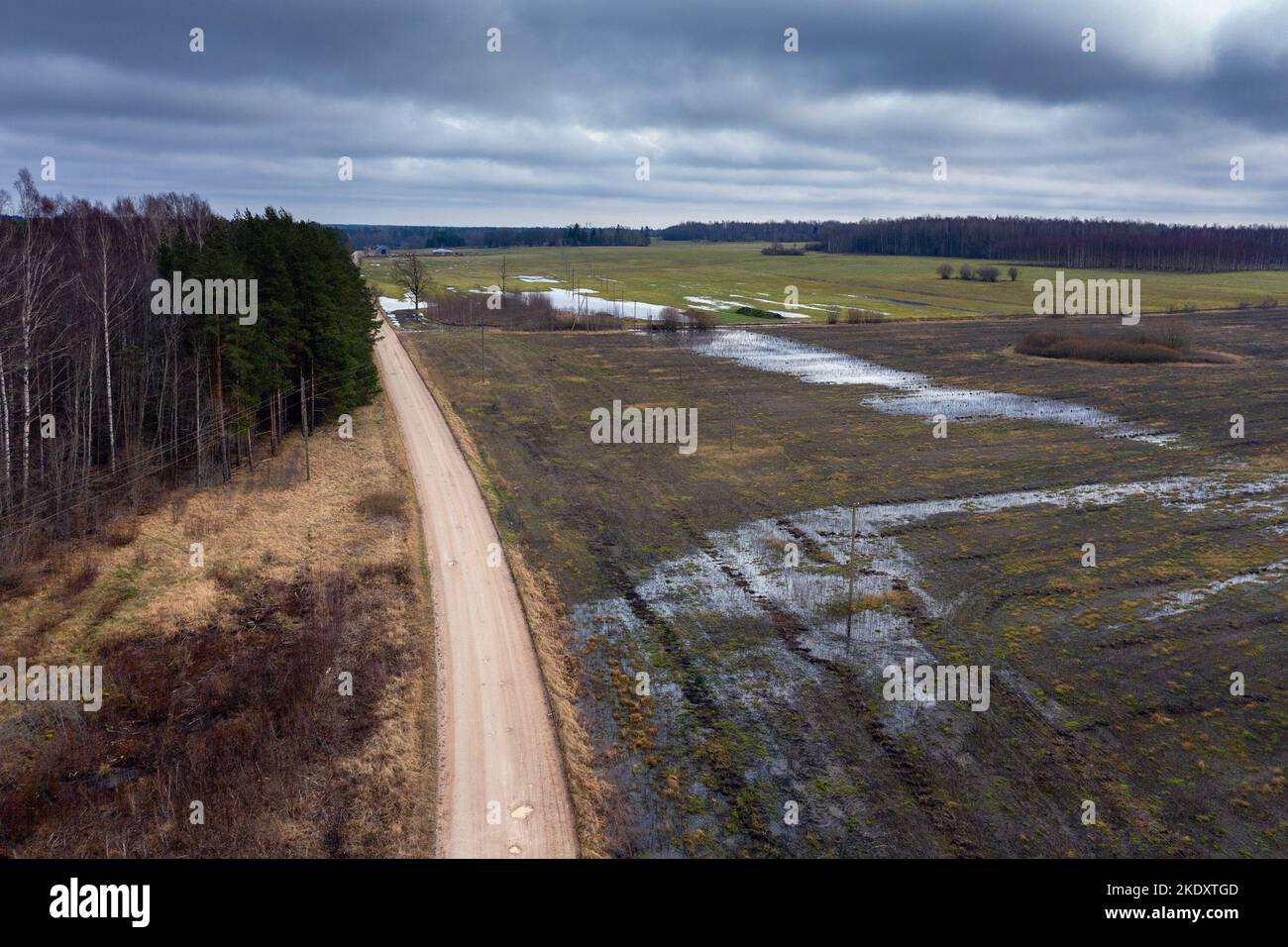 Nasses Land in der Landschaft von Westletten. Stockfoto