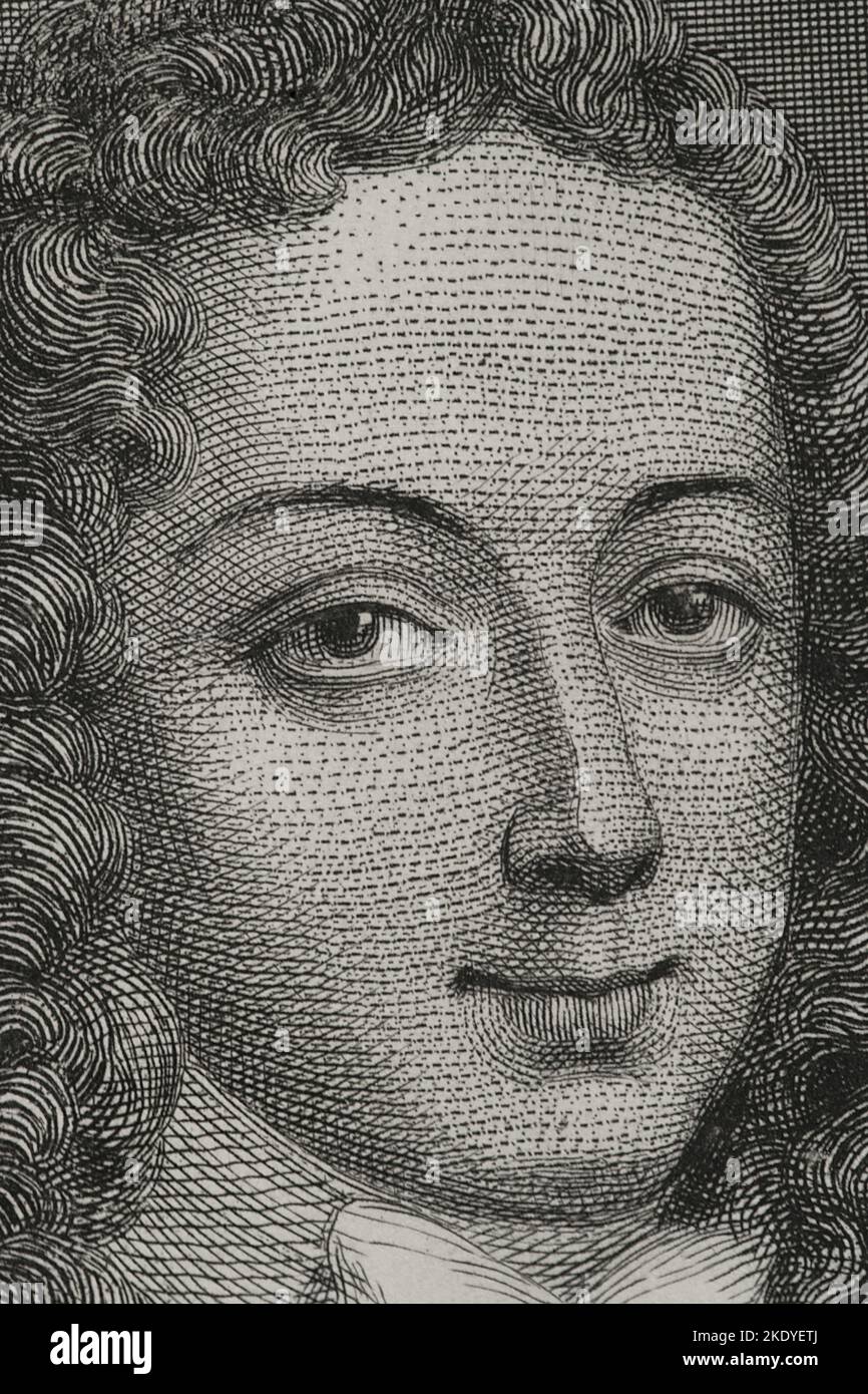 Philip V. (1683-1746). König von Spanien (1700-1746). Hochformat. Gravur von Geoffroy. Details. „Historia Universal“, von César Cantú. Band VI. 1857. Stockfoto Philip V. (1683-1746). König von Spanien (1700-1746). Hochformat. Gravur von Geoffroy. Details. „Historia Universal“, von César Cantú. Band VI. 1857. Stockfoto