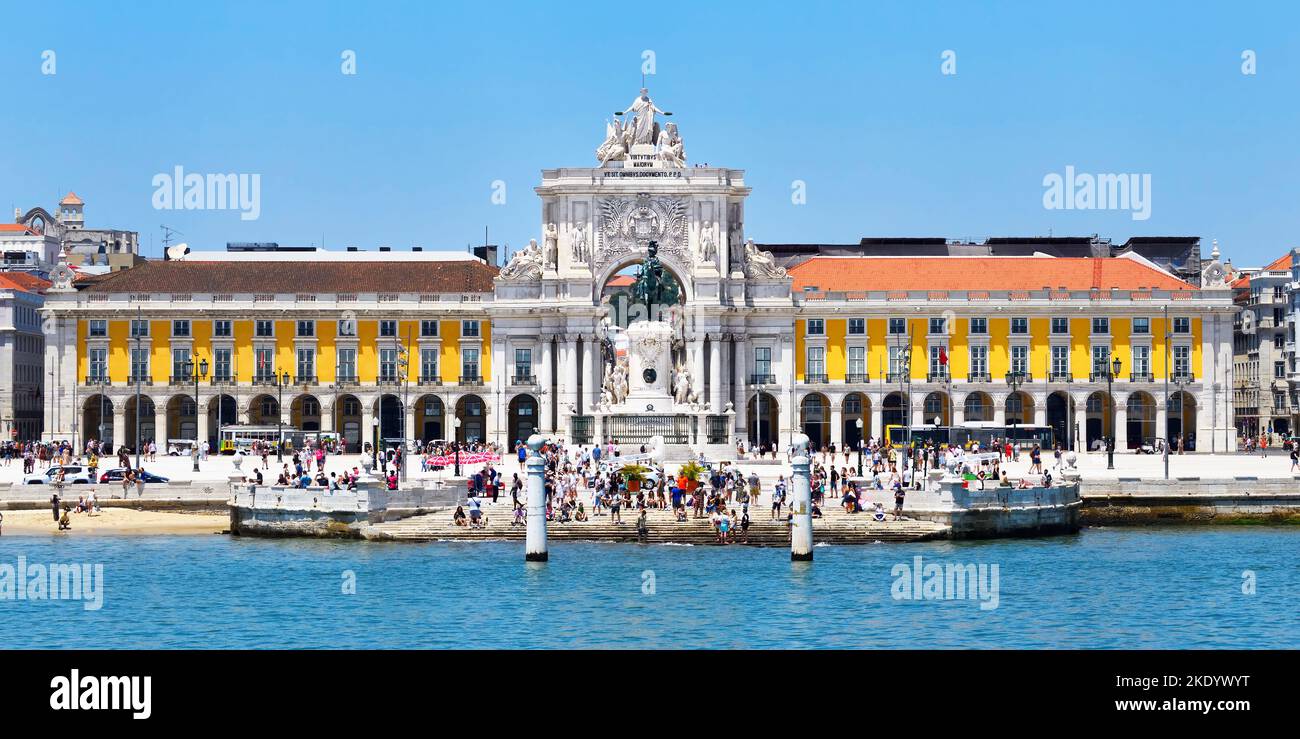 Praca do Comercio und Siegebogen, Lissabon, Portugal Stockfoto