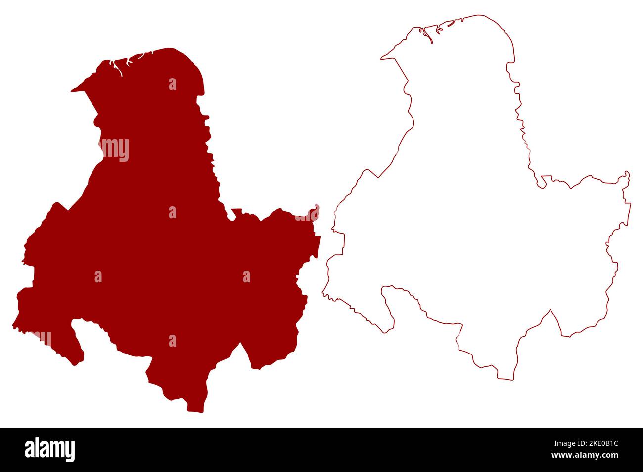 West Lancashire nicht-Metropolregion, Borough (Vereinigtes Königreich Großbritannien und Nordirland, zeremonielle Grafschaft Lancashire oder Lancs, Engla Stock Vektor