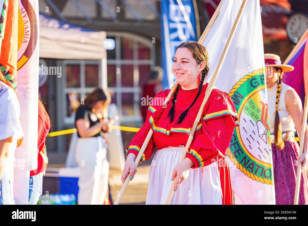 Oklahoma, Okt 15 2022 - Student Walking in Homecoming Parade Stockfoto