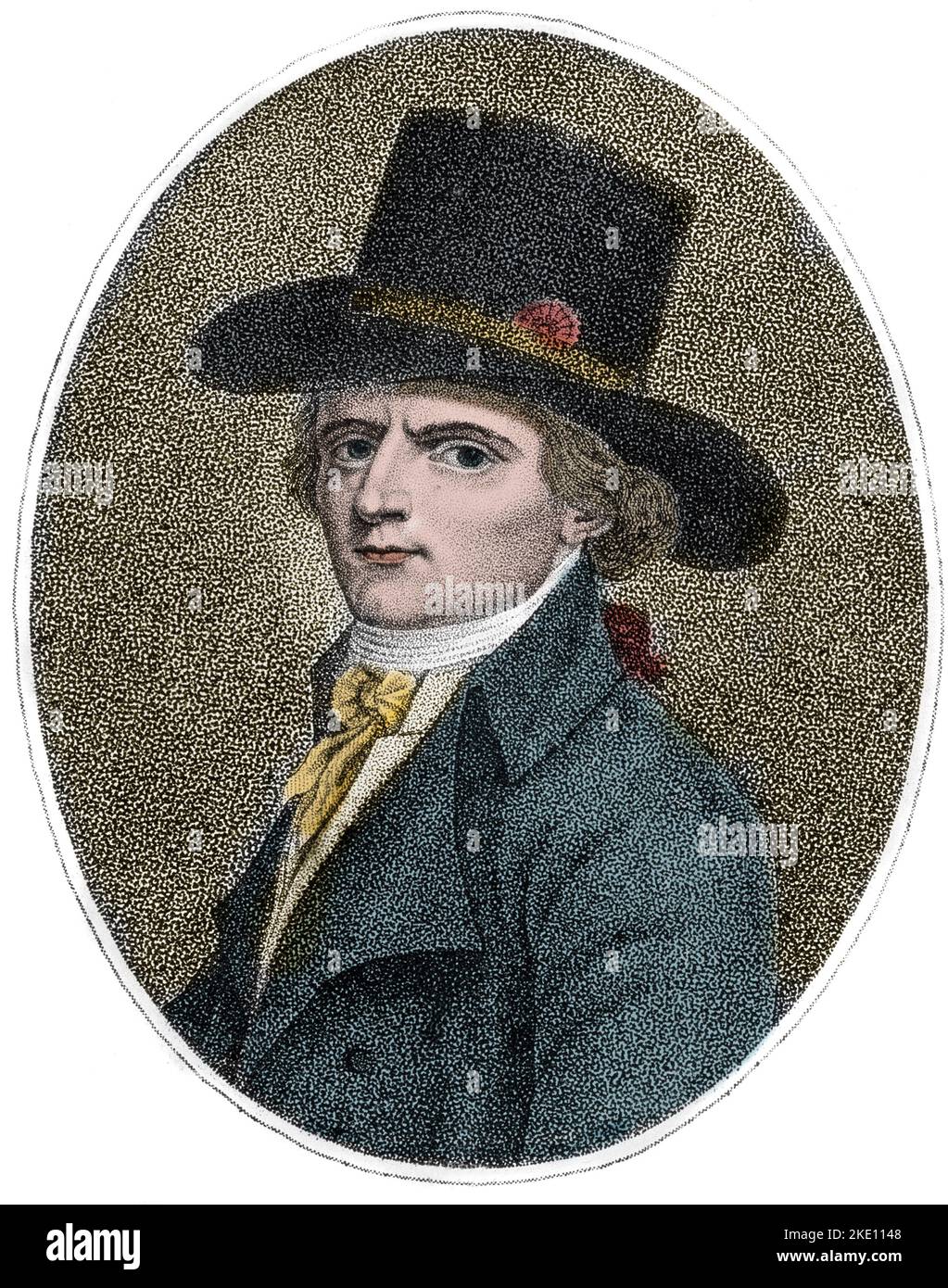 Portrait de Francois Babeuf dit Gracchus (1760-1797), revolutionnaire francais - Gravure de Bonneville, 1794. Stockfoto