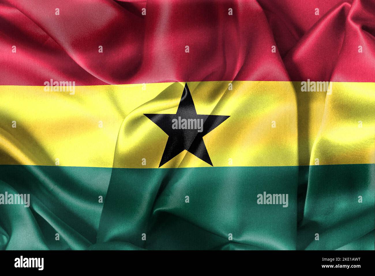 Ghana Flagge - realistische Flagge im Wind Stockfoto