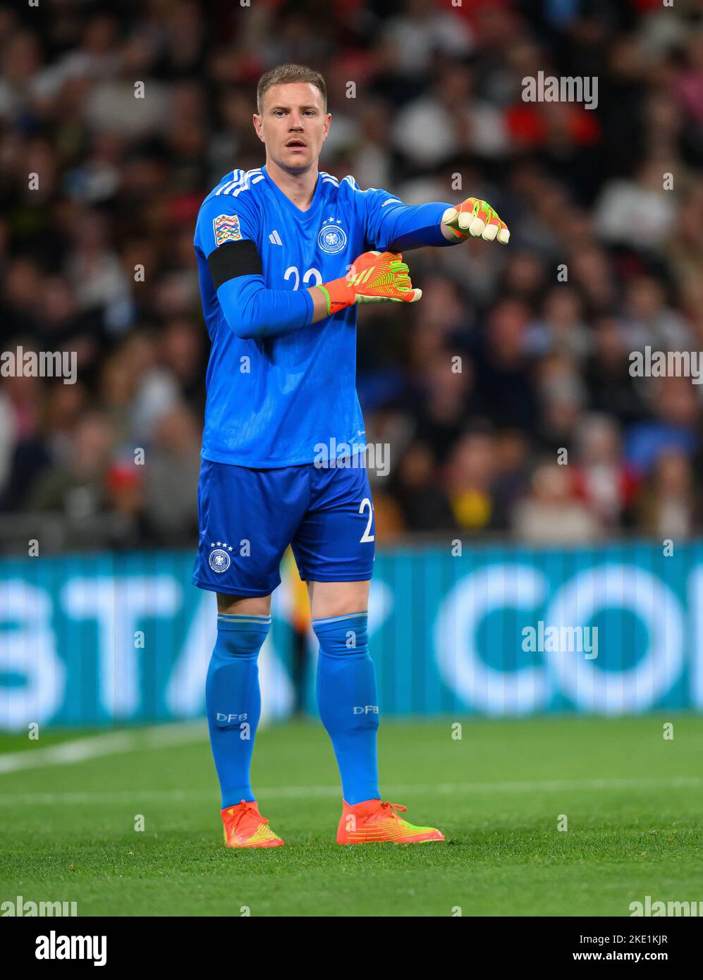 26 Sep 2022 - England gegen Deutschland - UEFA Nations League - Liga A - Gruppe 3 - Wembley Stadium Marc-André ter Stegen, der deutsche Fußballnationalmannschaft, während des Spiels der UEFA Nations League gegen England. Picture : Mark Pain / Alamy Live News Stockfoto