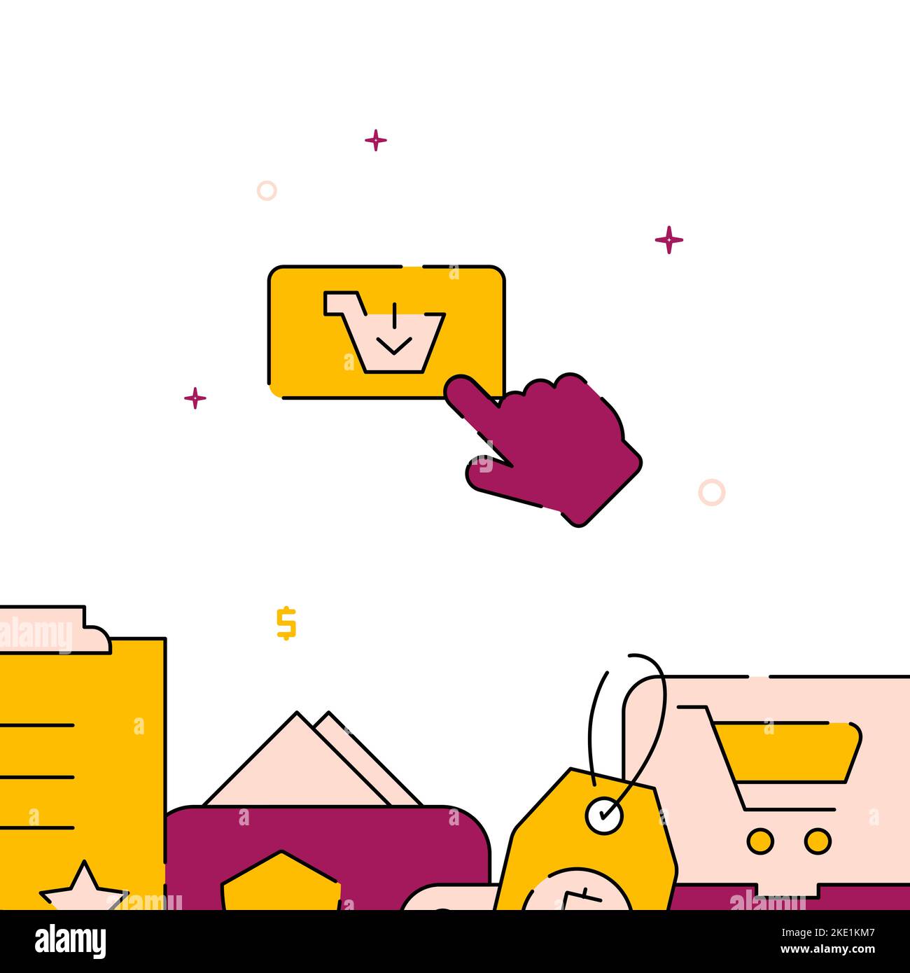 Online-Kauf Smartphone gefüllt Linie Vektor-Symbol, einfache Illustration, verwandten unteren Rand. Stock Vektor