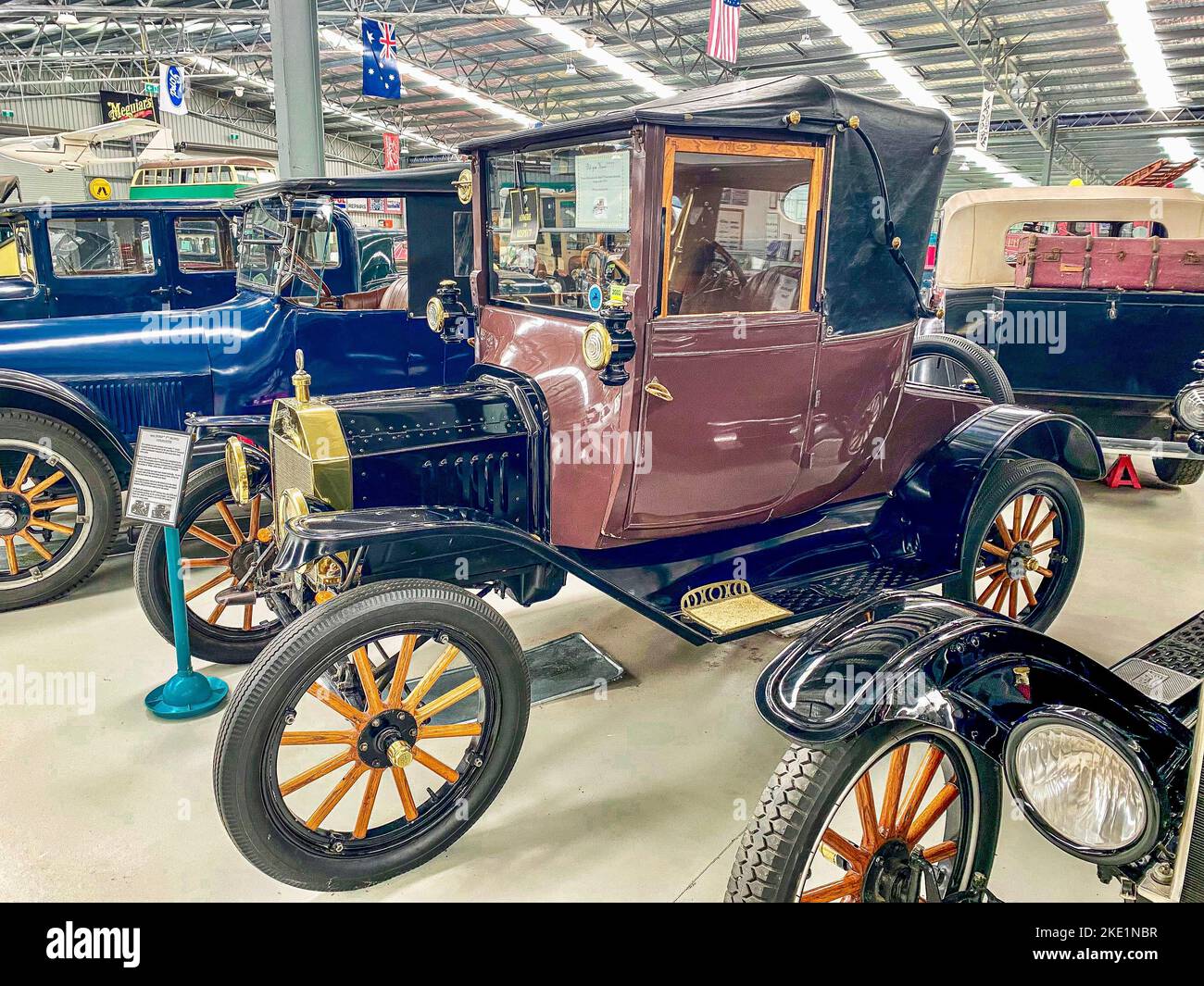 Nahaufnahme eines Ford T-Modells aus dem Jahr 1915, ausgestellt im National Transport Museum, Australien Stockfoto