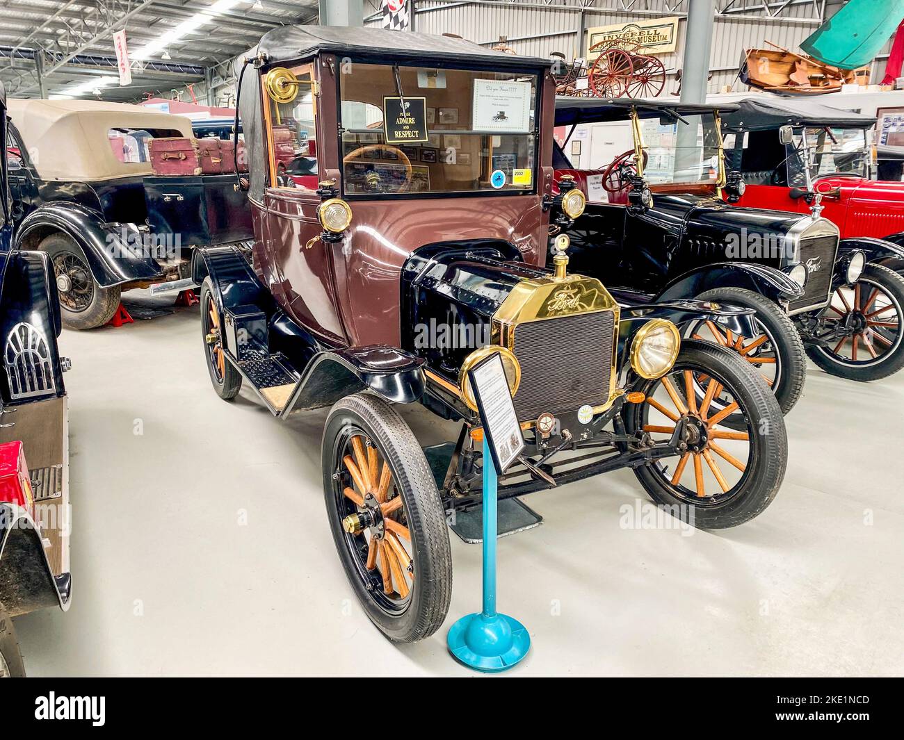 Nahaufnahme eines Ford T-Modells aus dem Jahr 1915, ausgestellt im National Transport Museum, Inverell, Australien Stockfoto