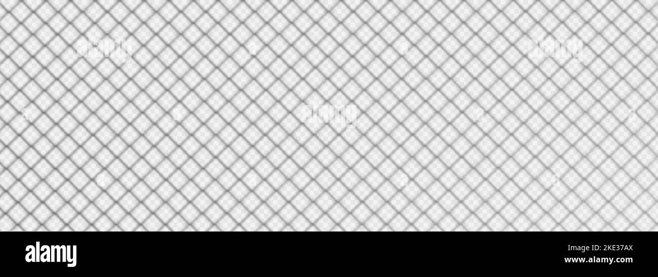 Metalldraht-Mesh-Schatten. Abstrakter Overlay-Hintergrund mit verschwommenem Muster aus Zaunraster, Rabitz-Netz isoliert auf transparentem Hintergrund, vektorrealistische Illustration Stock Vektor