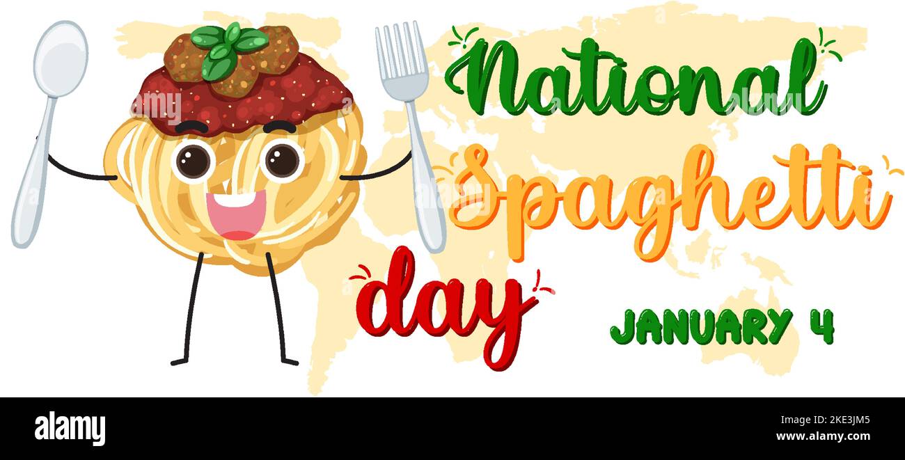 National Spaghetti Day Banner Design Illustration Stock Vektor
