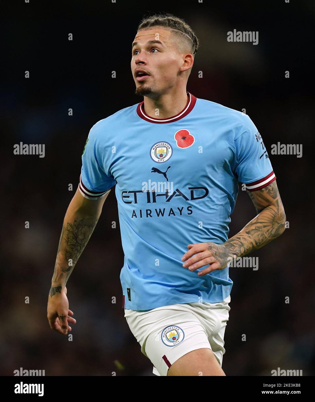 Aktenfoto vom 09-11-2022 von Kalvin Phillips in Manchester City. Englands 26-köpfiger WM-Kader wird später am Donnerstag bekannt gegeben, als Gareth Southgate verrät, wer den Cut geschafft hat, nachdem er über die Form und die Fitness seiner wichtigsten Spieler auf dem Weg nach Katar nachgedacht hatte. Kalvin Phillips – Englands 2020-21 Spieler des Jahres kam vom Tisch beim Pokalsieg am Mittwoch über Chelsea, um seine Rückkehr von der Schulteroperation abzuschließen. Bilddatum: Mittwoch, 9. November 2022. Ausgabedatum: Donnerstag, 10. November 2022. Stockfoto