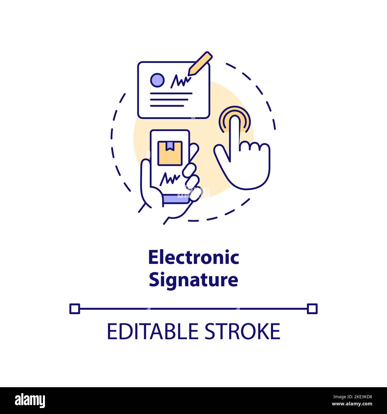 Symbol für das Konzept der elektronischen Signatur Stock Vektor