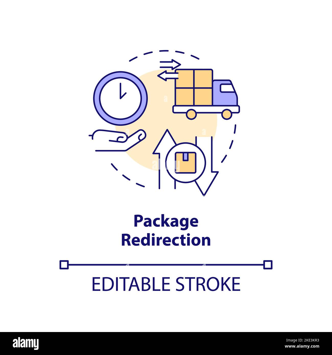 Symbol für das Konzept der Paketumleitung Stock Vektor