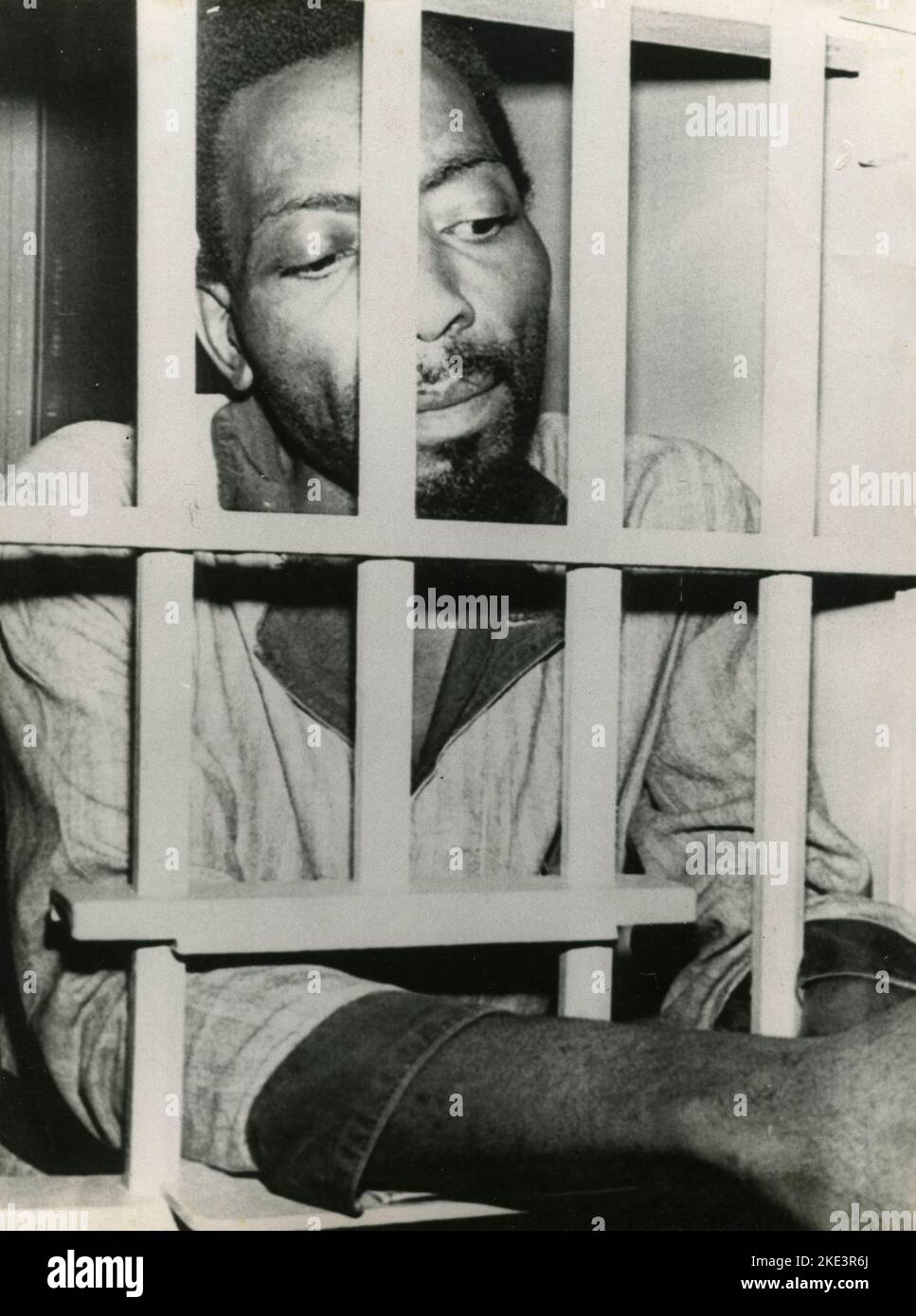Radikaler militanter Gruppenführer Fred (Ahmed) Evans wegen Mordes ersten Grades in sieben Anklagepunkten verurteilt, Cleveland, USA 1969 Stockfoto