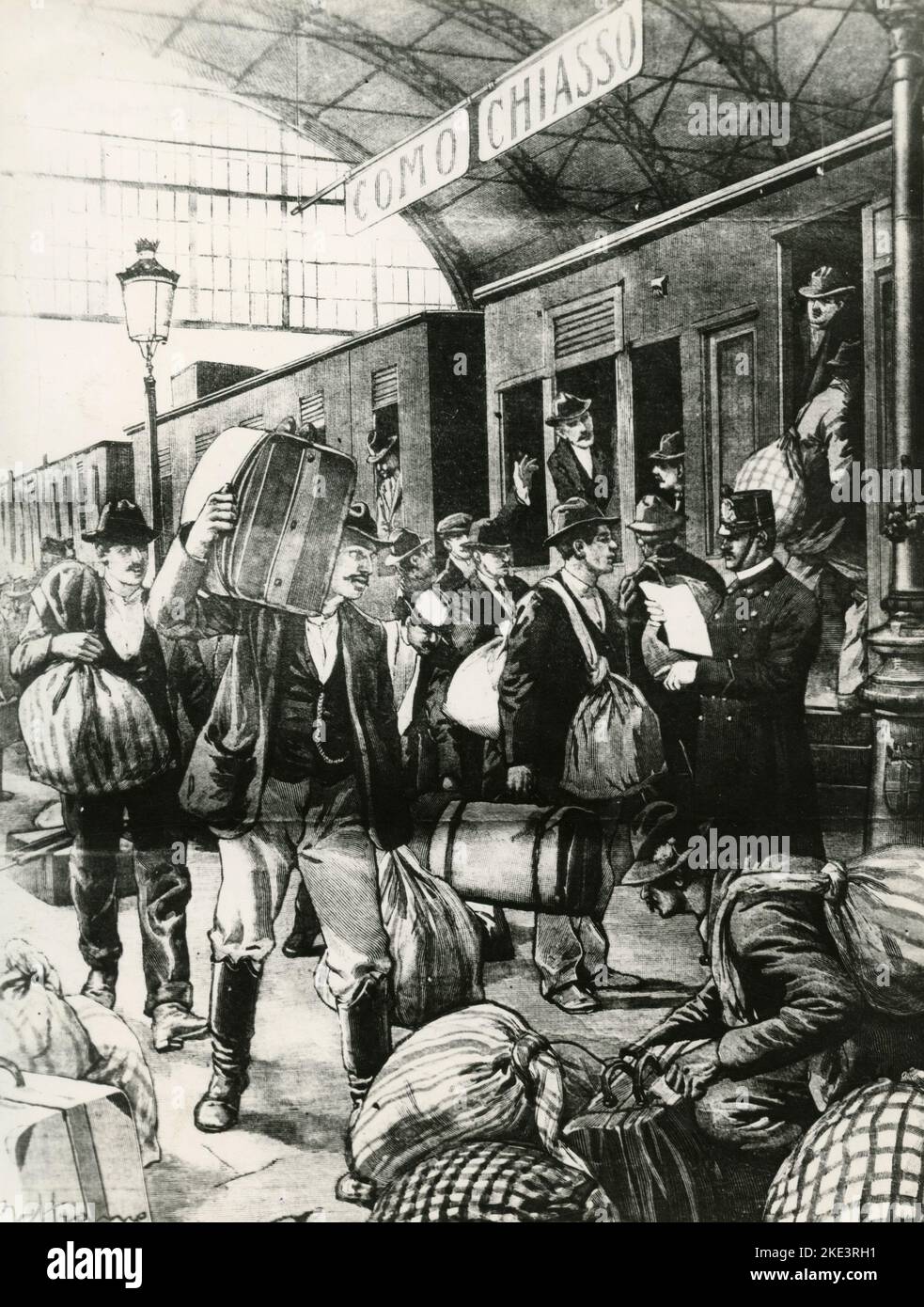 Aus Mailand, Italien, verlassen die Migranten Süditalien nach Kanada, Abbildung 1901 Stockfoto