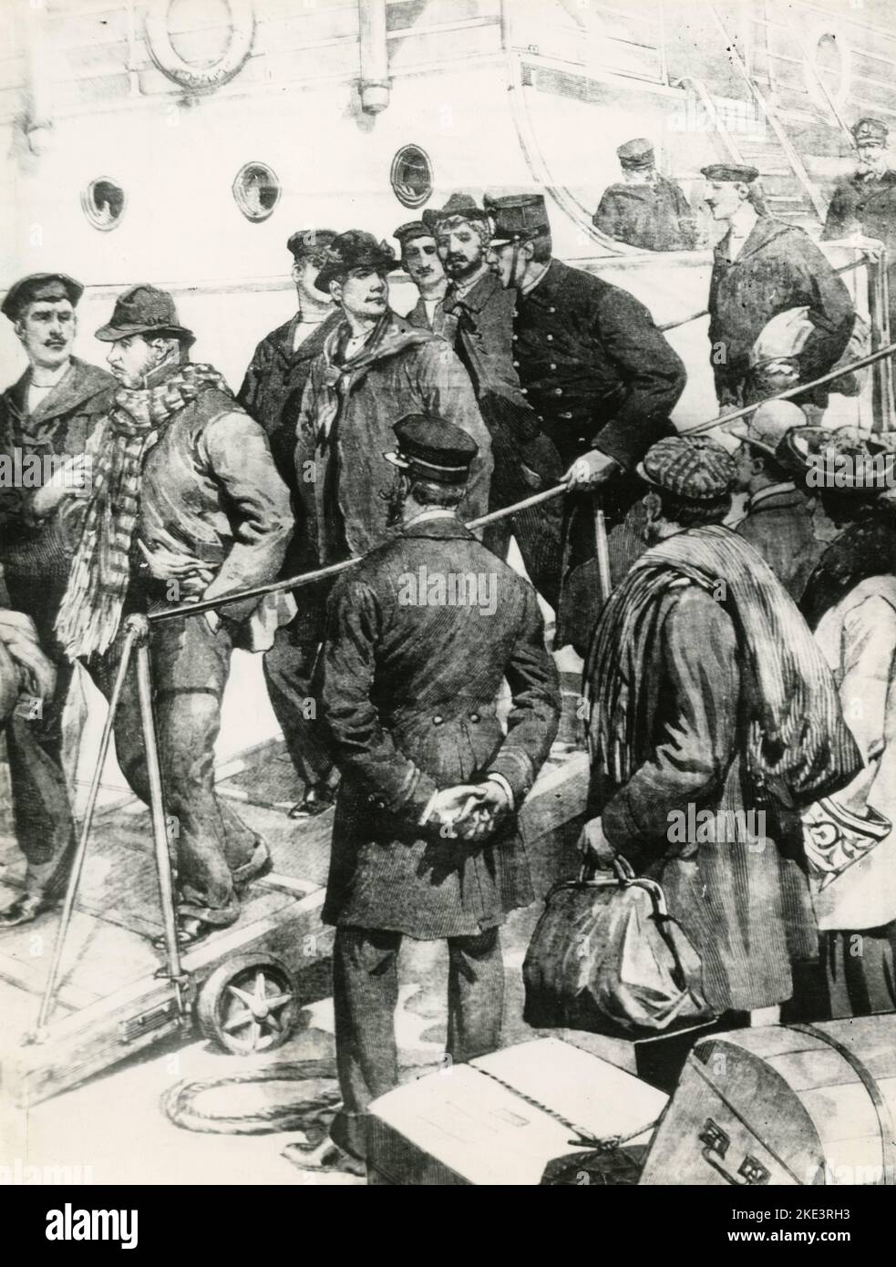 Italienische Migranten, die in einem südamerikanischen Hafen auslaufen, Abbildung 1901 Stockfoto