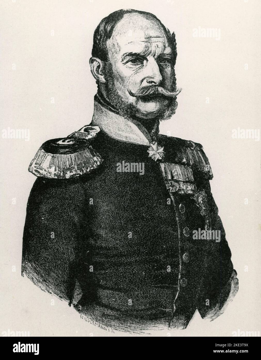 Porträt des deutschen Kaiser Wilhelm I., König von Preußen, Illustration, 1800s Stockfoto