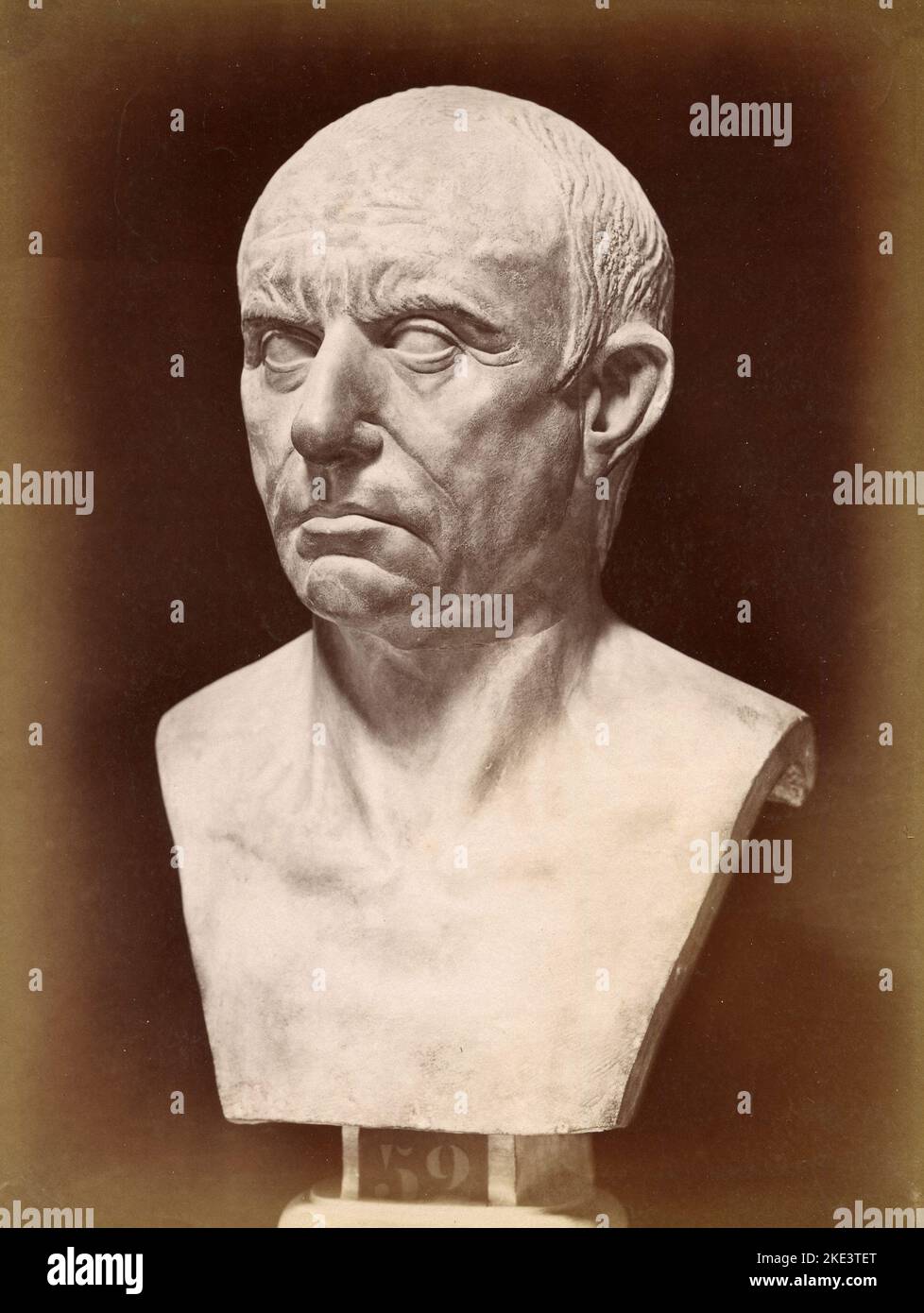 Marmorbüste Statue des römischen Senators Marcus Porcius Cato Uticensis AKA Cato der Jüngere, 1890s Stockfoto