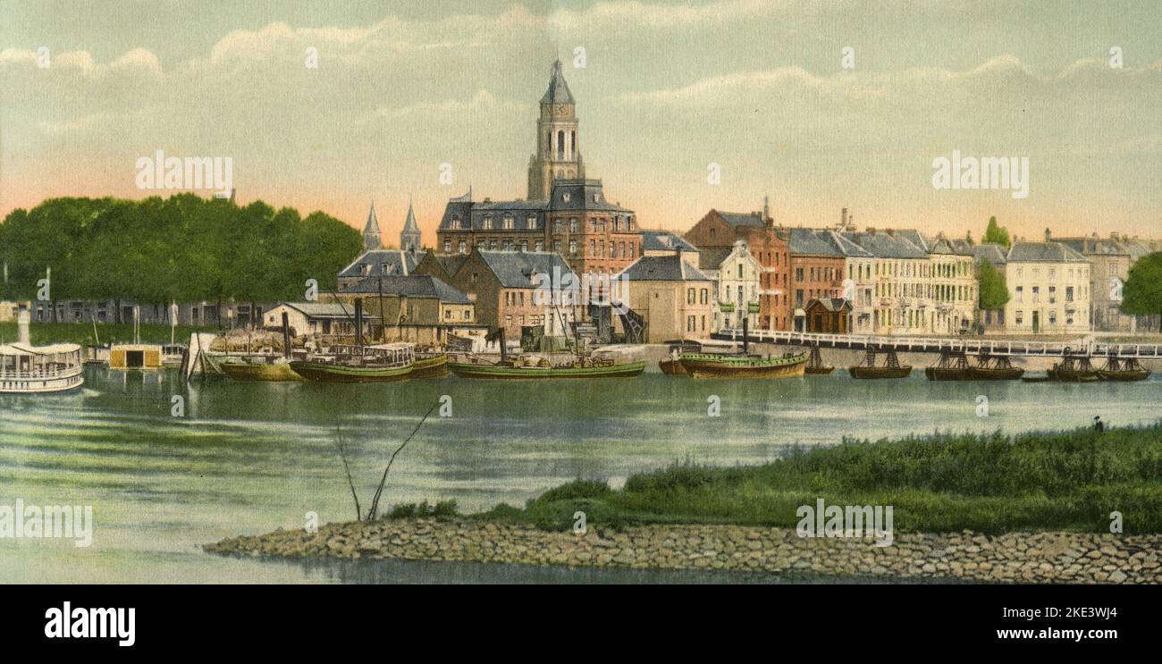 Blick auf den Rijnkade Kai, Arnhem, Holland 1920s Stockfoto