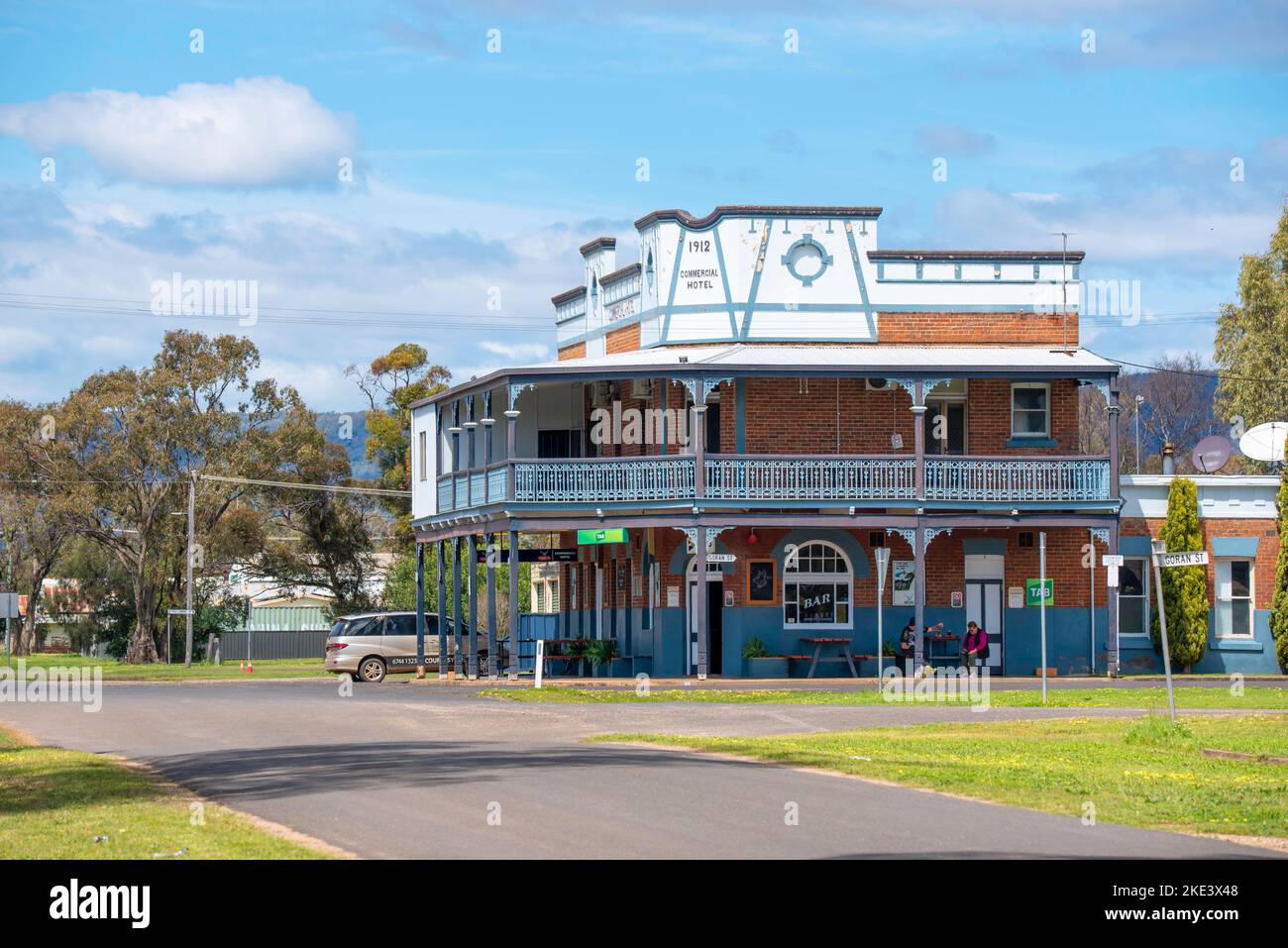 Das Commercial Hotel, das größte Gebäude und das einzige Pub/Hotel in der winzigen Stadt Curlewis, New South Wales, Australien, wurde 1912 eröffnet Stockfoto