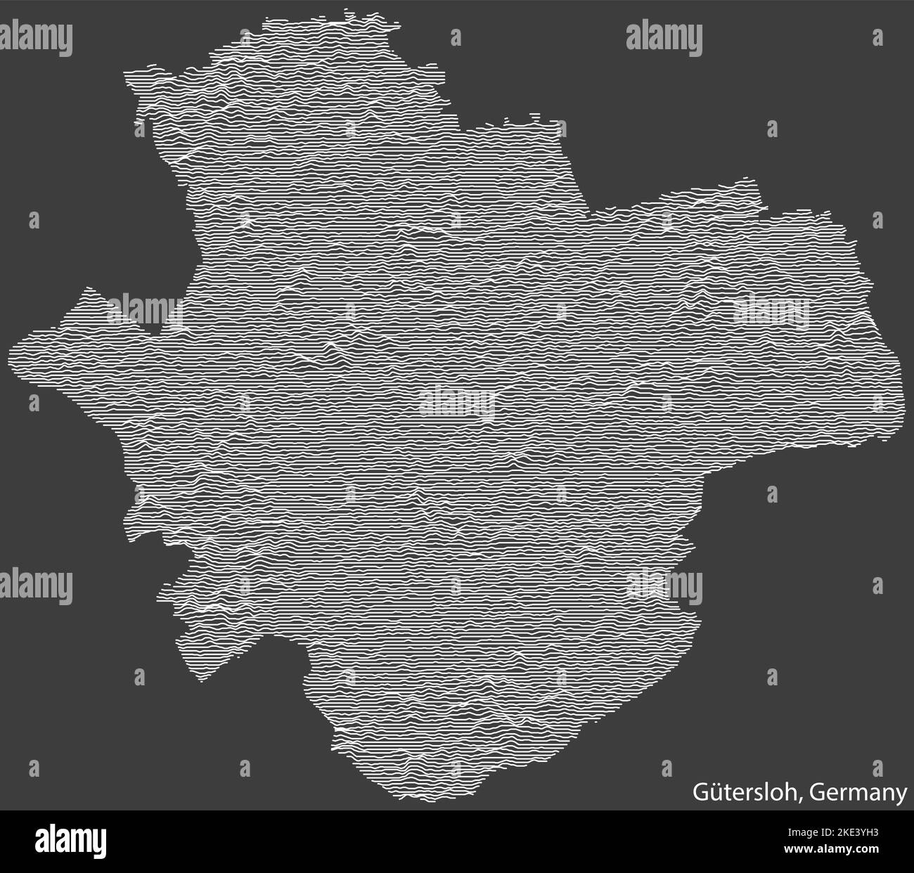 Topographische Negativrelief-Karte der Stadt GÜTERSLOH mit weißen Konturlinien auf dunkelgrauem Hintergrund Stock Vektor