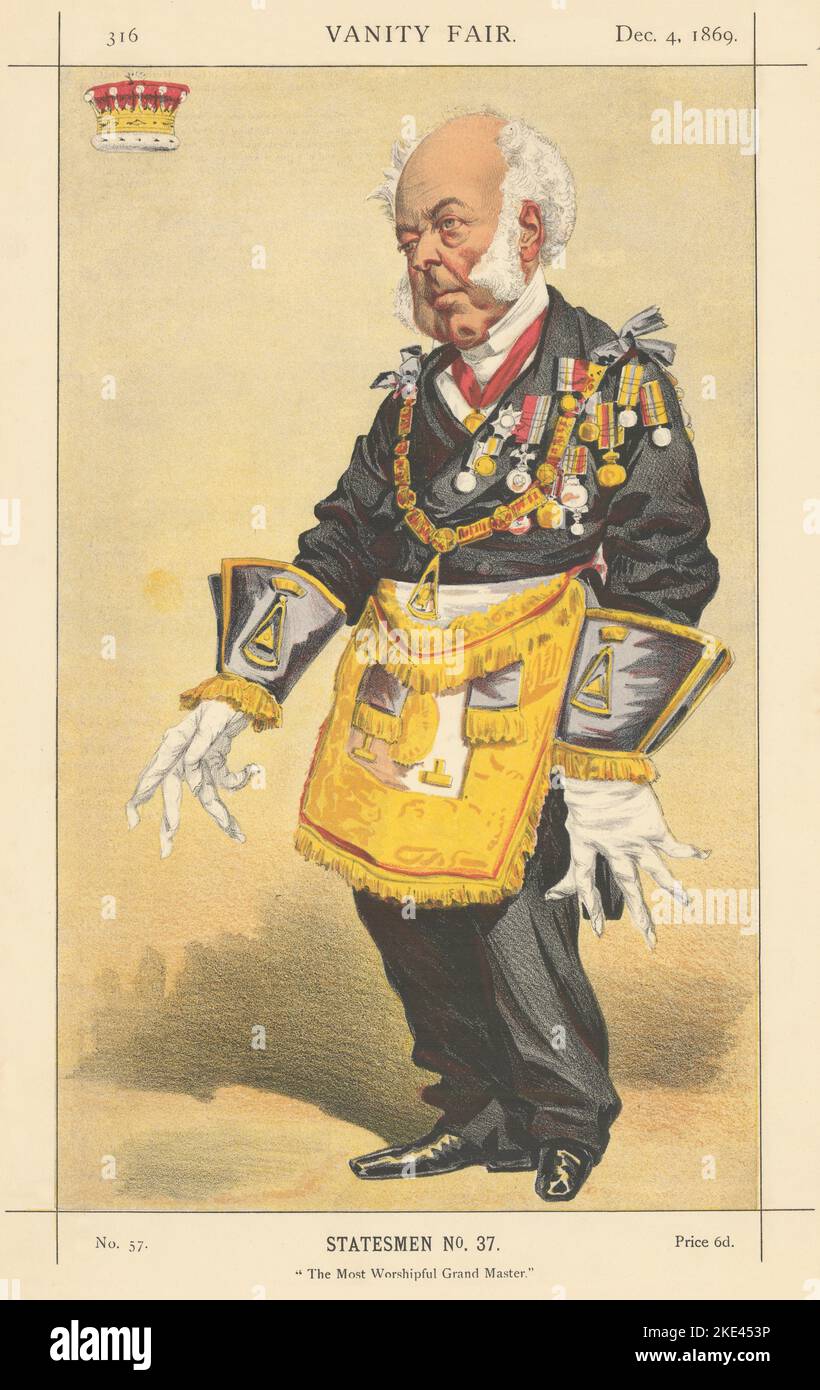 EITELKEIT FAIR SPIONAGE CARTOON Earl of Zetland 'der wertvollsten Großmeister' 1869 Stockfoto