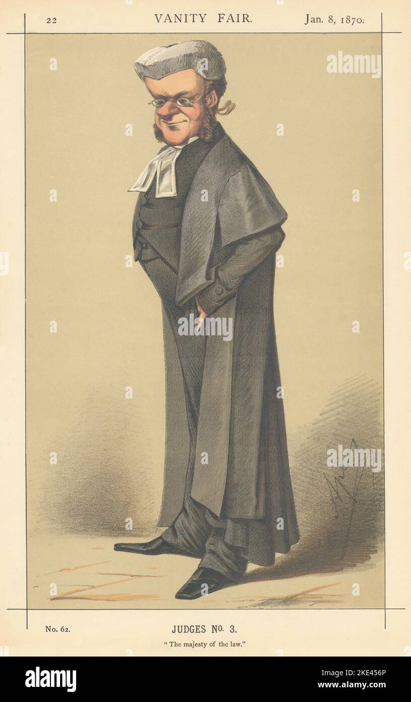 EITELKEIT FAIR SPIONAGE CARTOON Justice William Bovill 'die Majestät des Gesetzes' 1870 Stockfoto