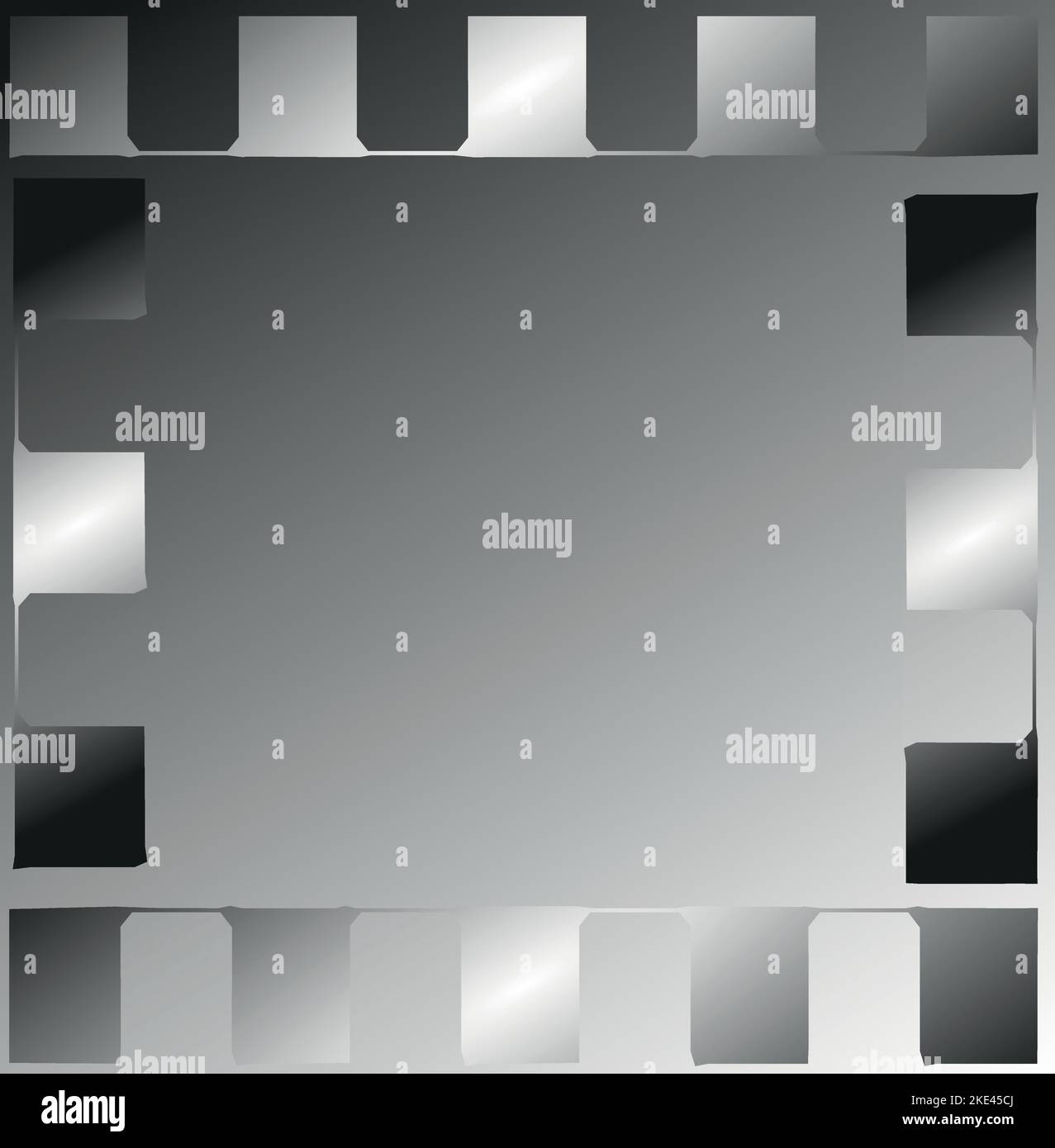 Abstrakter Rahmen aus fotografischen Streifen. Schatten von schwarz-weißem Grafikdesign, zeitgenössisches künstlerisches Design. Speicherplatz kopieren. Stock Vektor