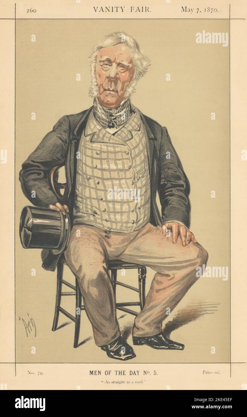 EITELKEIT FAIR SPIONAGE CARTOON Admiral Henry John Rous 'so gerade wie ein Schilf' 1870 Stockfoto