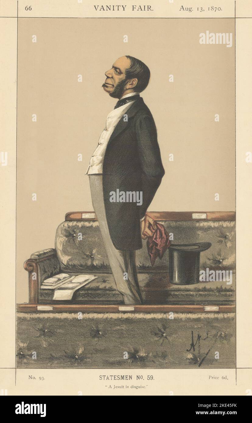 EITELKEIT FAIR SPIONAGE CARTOON Charles Newdigate Newdegate 'Ein Jesuit in Verkleidung' 1870 Stockfoto