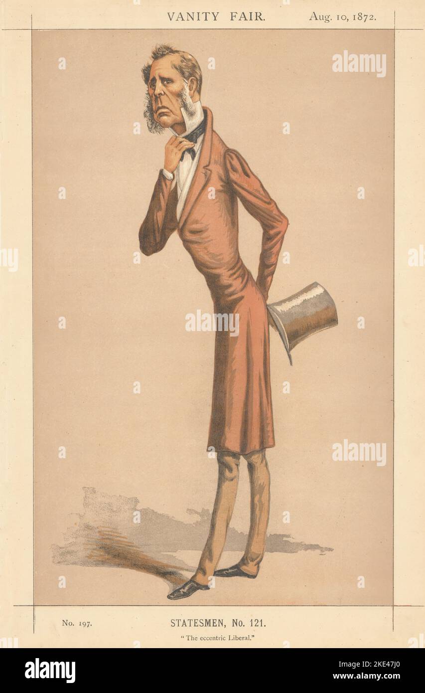EITELKEIT FAIR SPIONAGE CARTOON Edward Horsman 'der exzentrische Liberale' Cumbs. Lyall 1872 Stockfoto