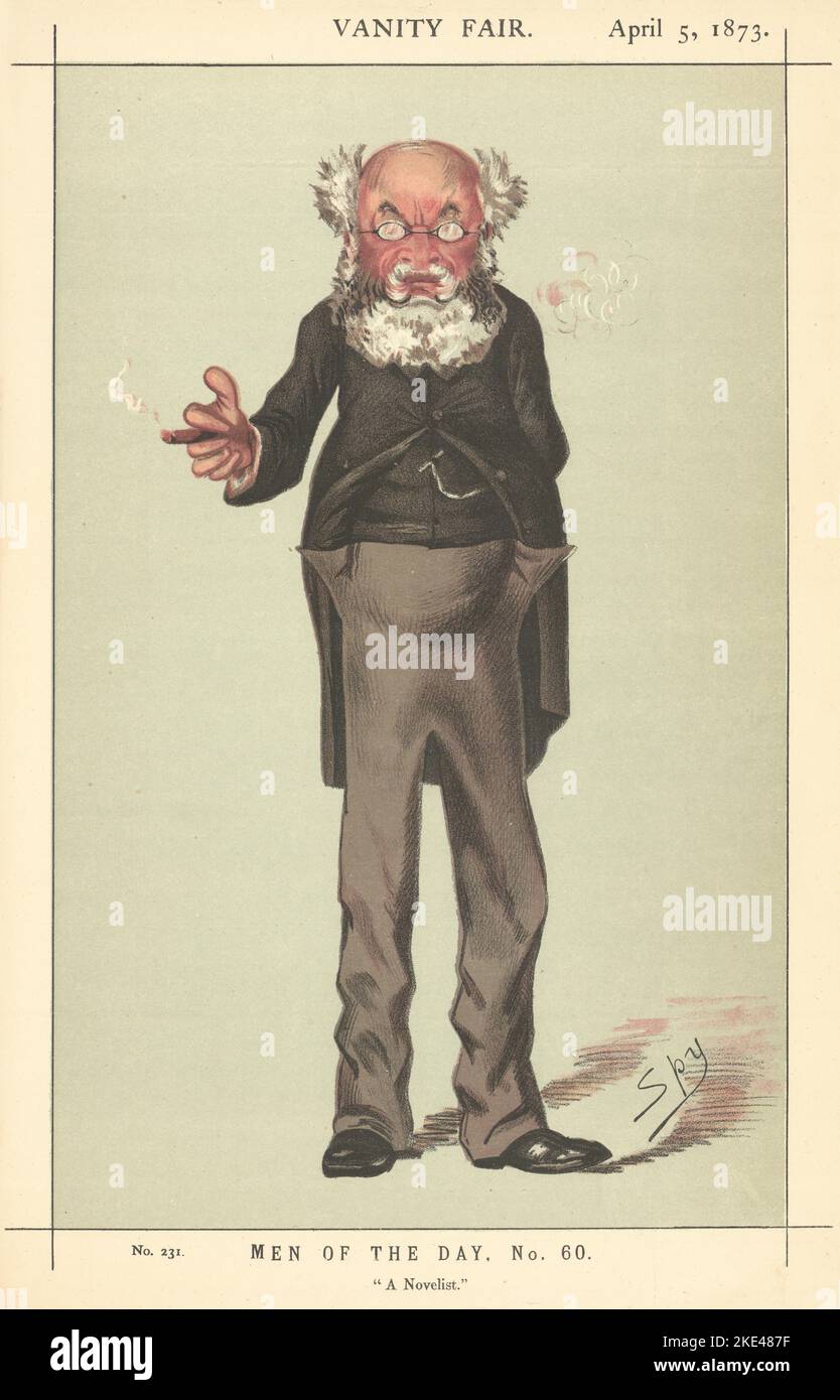 EITELKEIT FAIR SPION CARTOON Anthony Trollope 'Ein Schriftsteller' Schriftsteller Autor 1873 Print Stockfoto