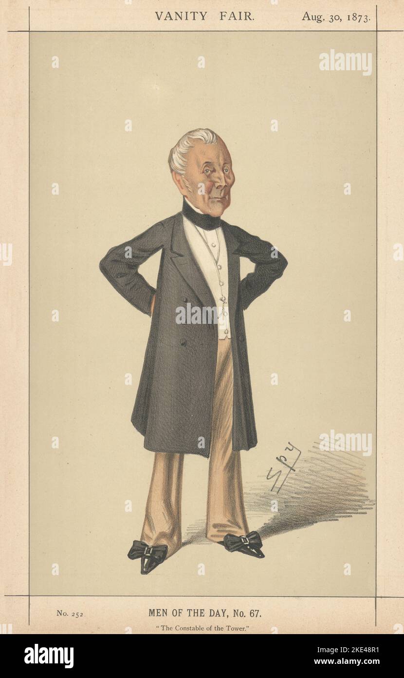 EITELKEIT FAIR SPIONAGE CARTOON William Maynard Gomm 'der Vollzugsbeamter des Turms' 1873 Stockfoto