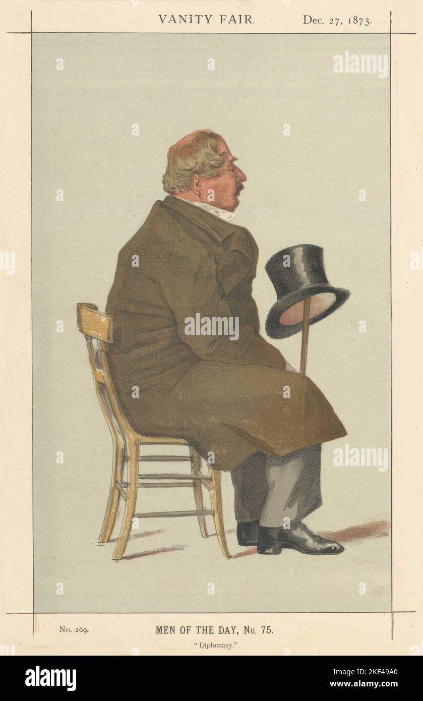 EITELKEIT FAIR SPIONAGE CARTOON Percy William Doyle 'Diplomacy' Diplomat. Coidé 1873 Stockfoto