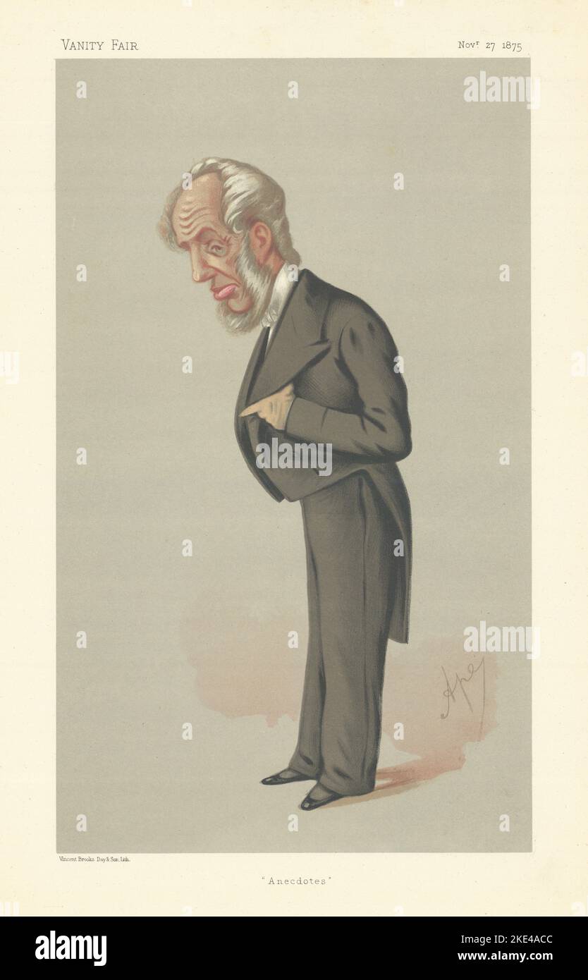 EITELKEIT FAIR SPIONAGE CARTOON Abraham Hayward QC 'Anekdoten' Mann der Briefe 1875 Stockfoto