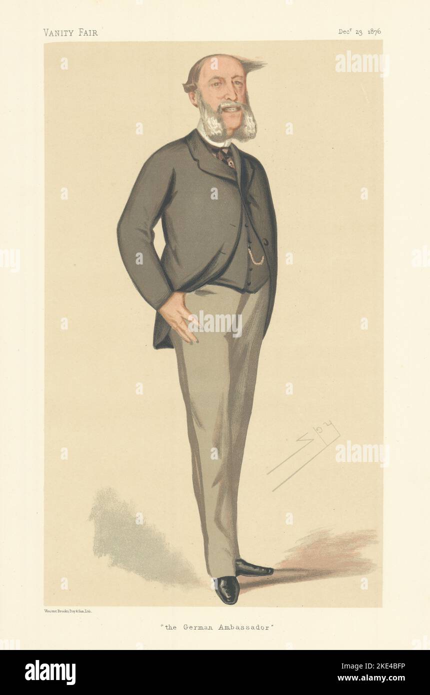EITELKEIT FAIR SPIONAGE CARTOON George Herbert Münster 'der deutsche Botschafter' 1876 Stockfoto