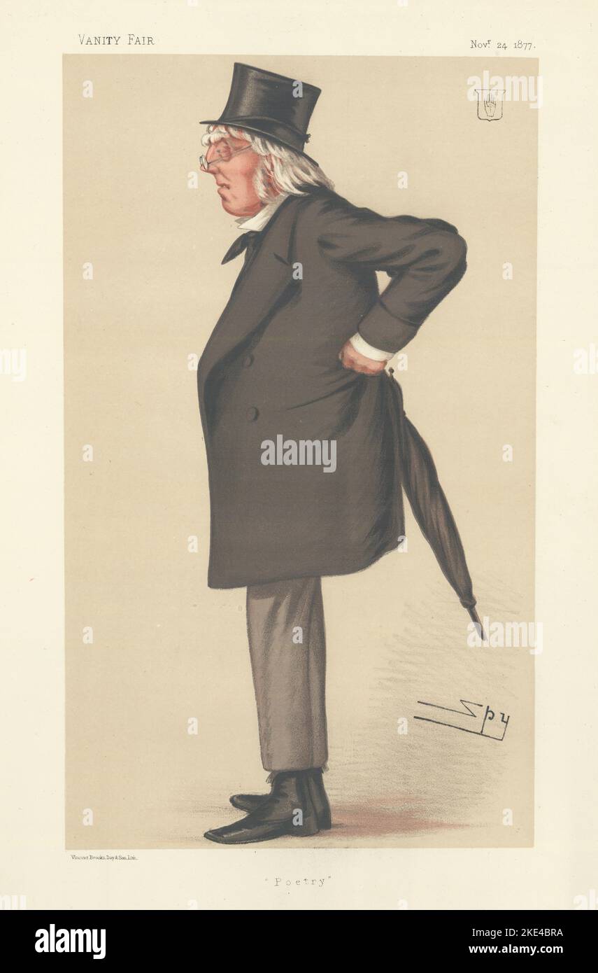 EITELKEIT FAIR SPIONAGE CARTOON Sir Francis Hastings Charles Doyle 'Poetry' Writers 1877 Stockfoto