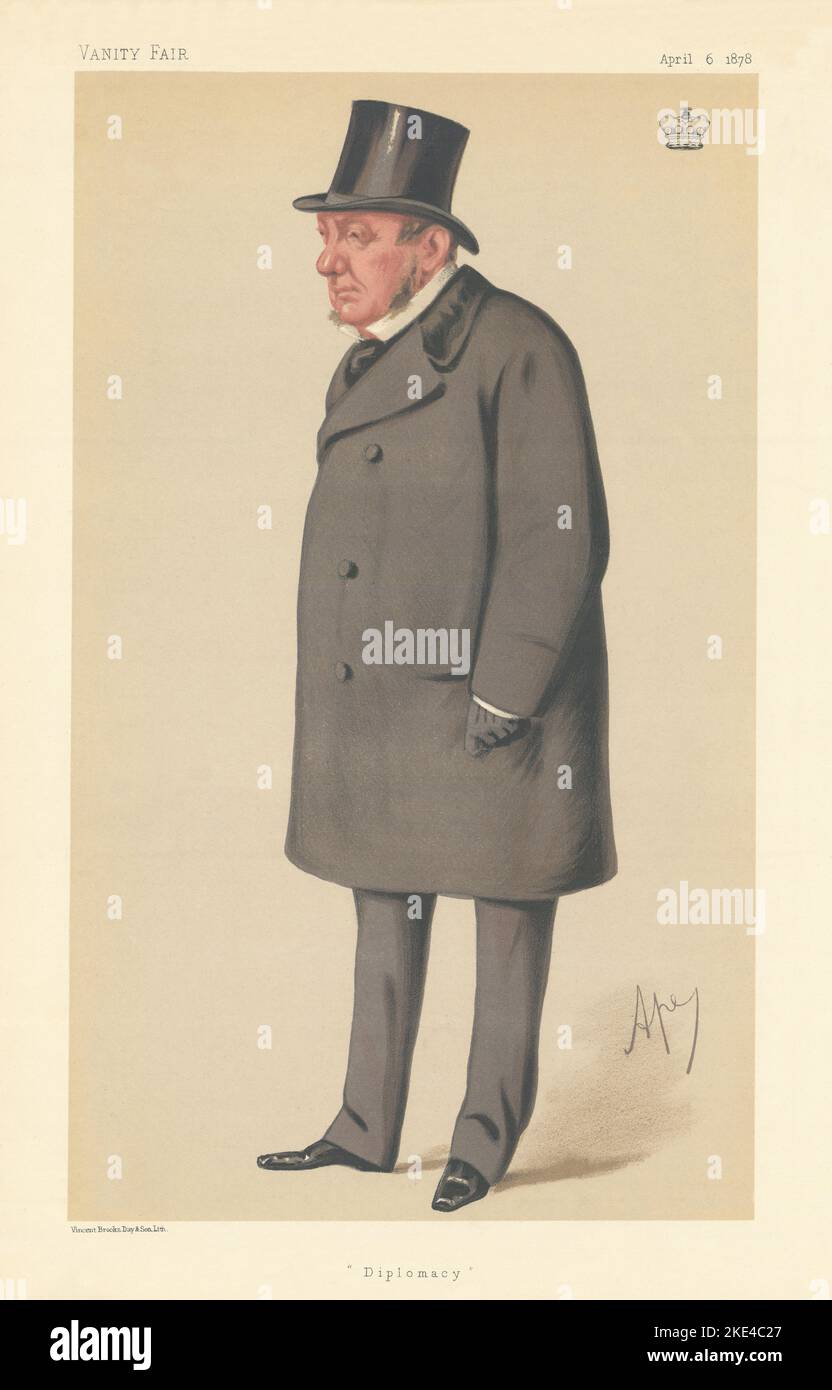 EITELKEIT FAIR SPIONAGE CARTOON Viscount Richard Lyons 'Diplomacy' Diplomat. Durch Ape 1878 Stockfoto