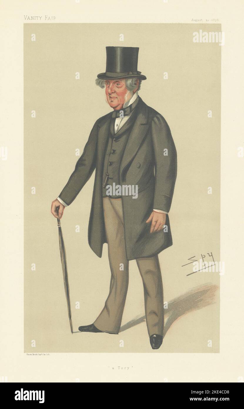 EITELKEIT FAIR SPION CARTOON Col John Sidney North 'A Tory' Politik 1878 alten Druck Stockfoto