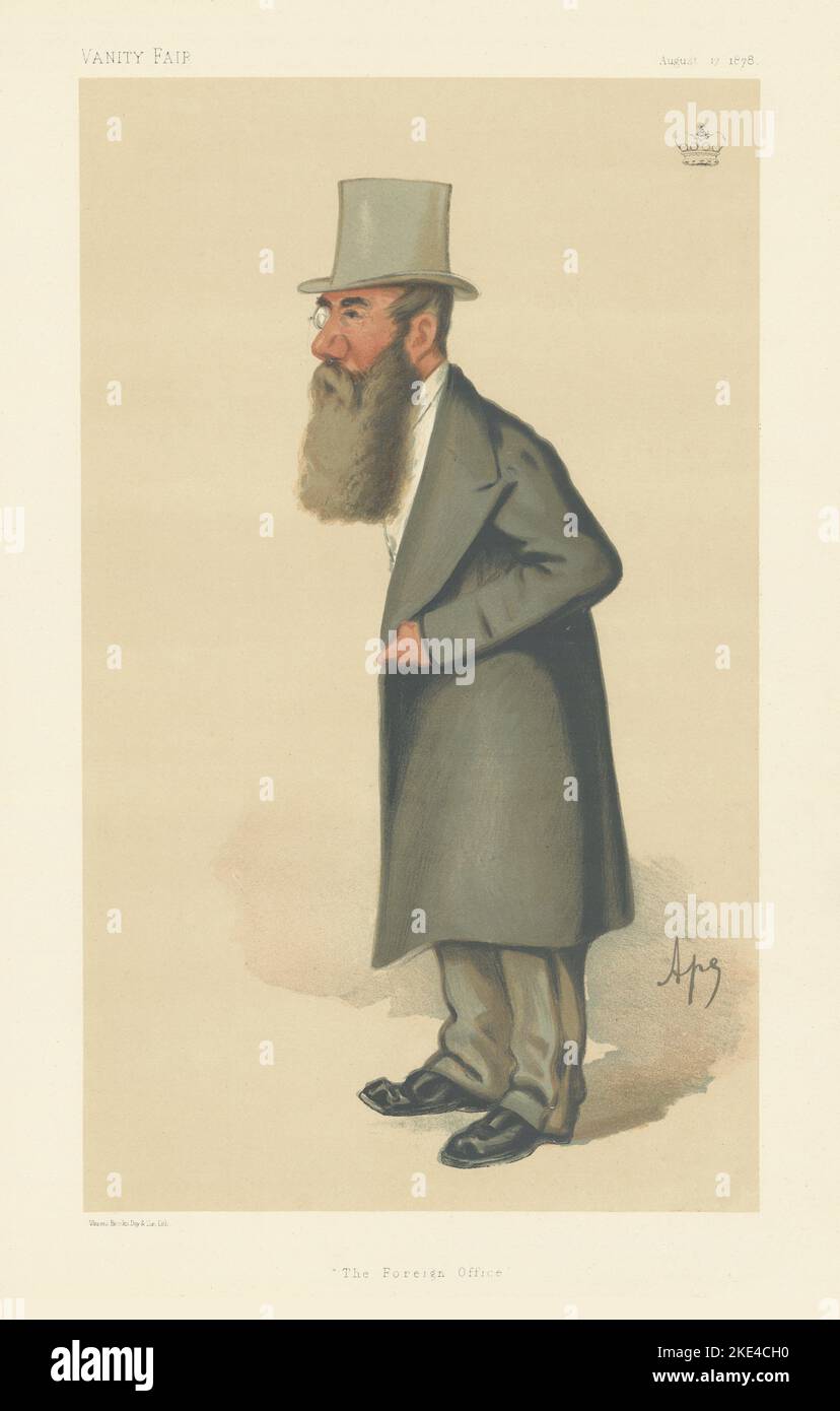 EITELKEIT FAIR SPIONAGE CARTOON Lord Tenterden 'das Auswärtige Amt' Diplomat. Ape 1878 Stockfoto