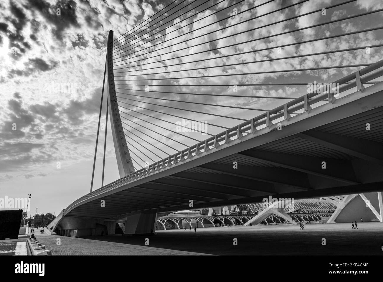 Pont l'Assut de l'Or, Stadt der Künste und Wissenschaften, Valencia, Spanien Stockfoto