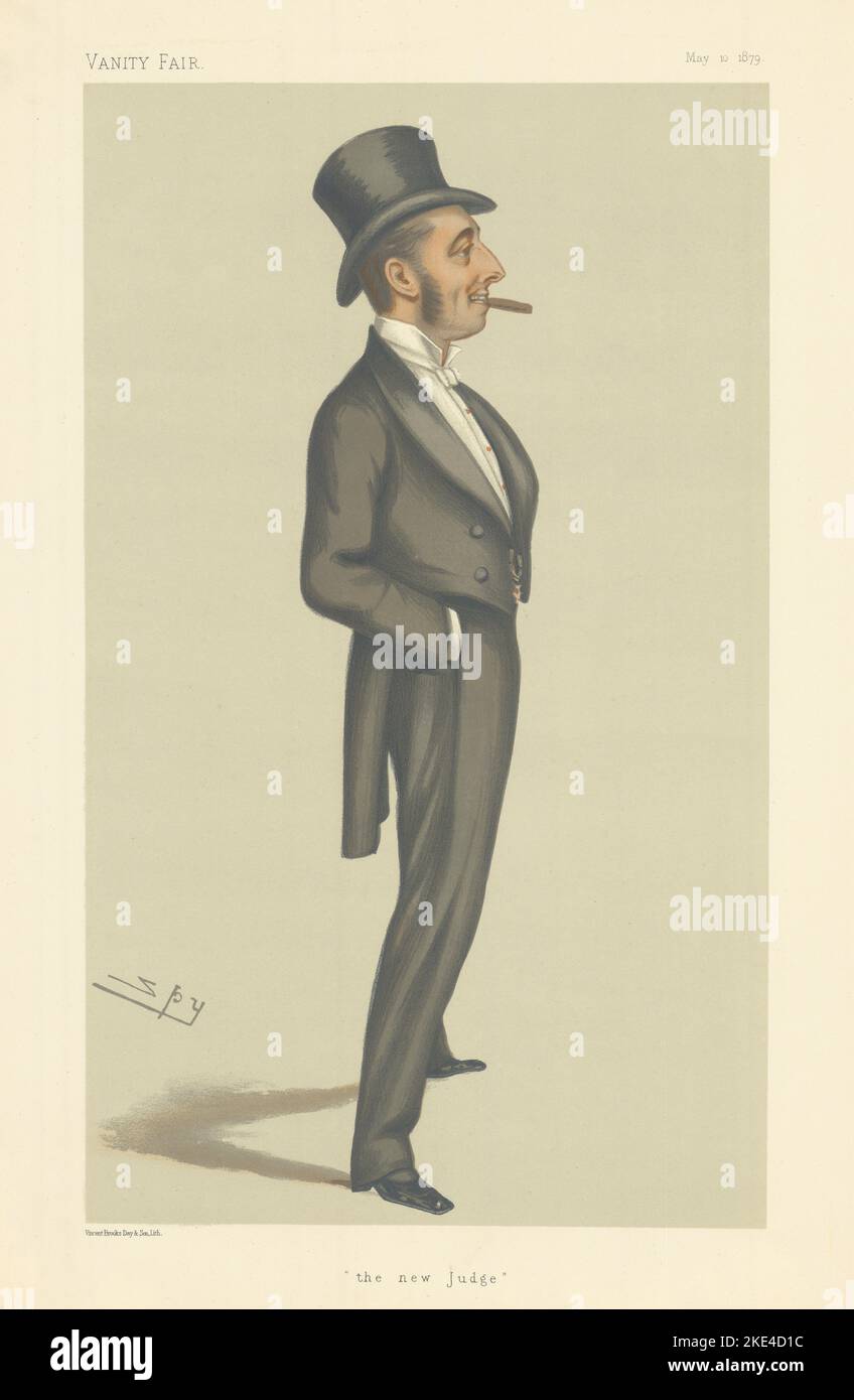 EITELKEIT FAIR SPIONAGE CARTOON The Hon Mr Justice Straight "der neue Richter" Gesetz 1879 Stockfoto