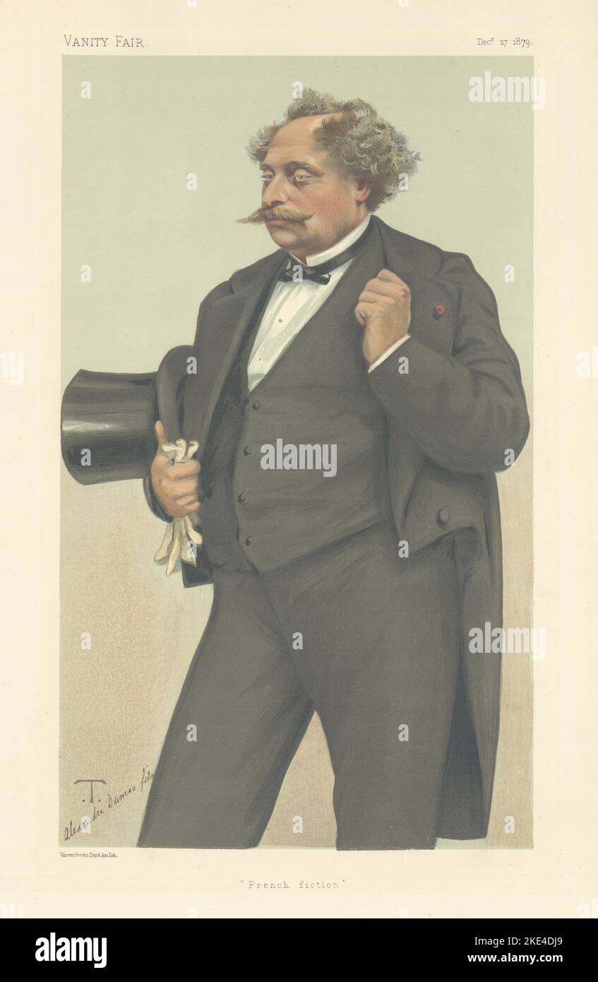 EITELKEIT FAIR SPIONAGE CARTOON Alexandre Dumas Fils 'French Fiction'. Autor 1879 Stockfoto